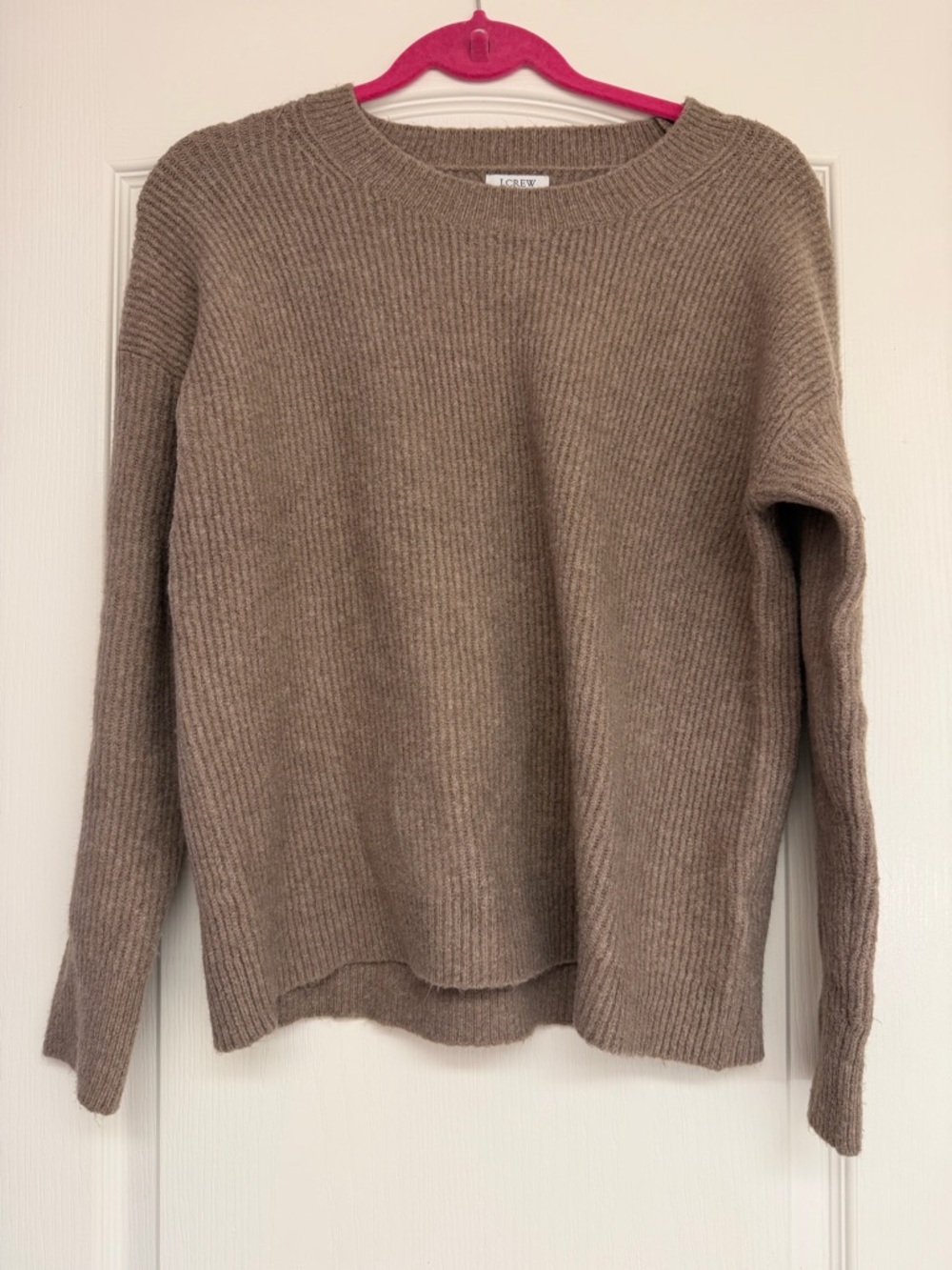 J. Crew Ribbed Crewneck Sweater in Taupe Brown Size XS